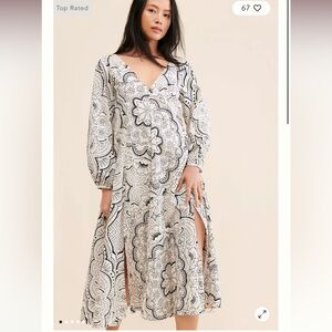 Anthropologie Long Sleeve V-Neck Dress